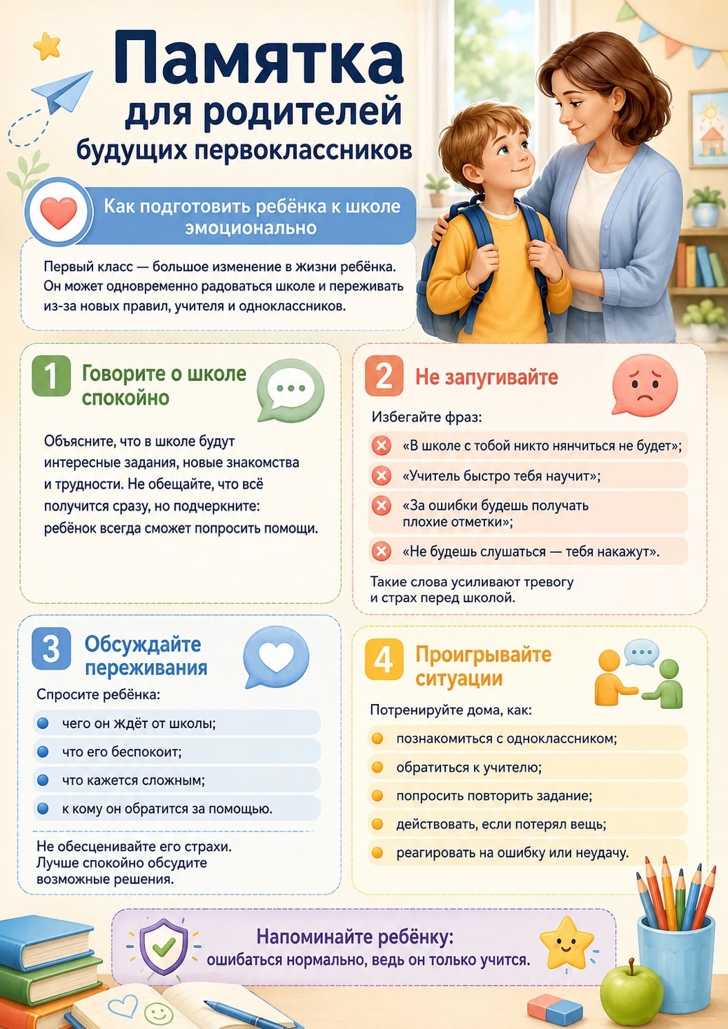 Памятка родителем будущих первоклассников